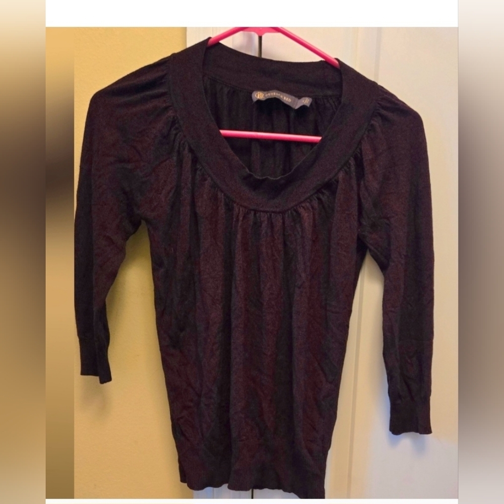 Outback Red Women's Sweater Dark Cherry Crew Neck 3 Quarter Sleeves Vintage